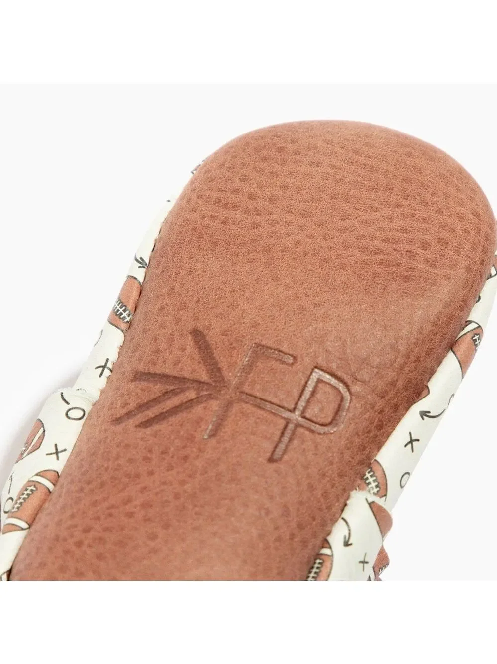 Freshly Picked Brown‎ and White Football Print Baby Shoes Size 3 NEVER WORN